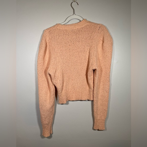 ZARA Loose Knit Peach Pink Crop Crewneck Sweater Size M - Picture 3 of 6